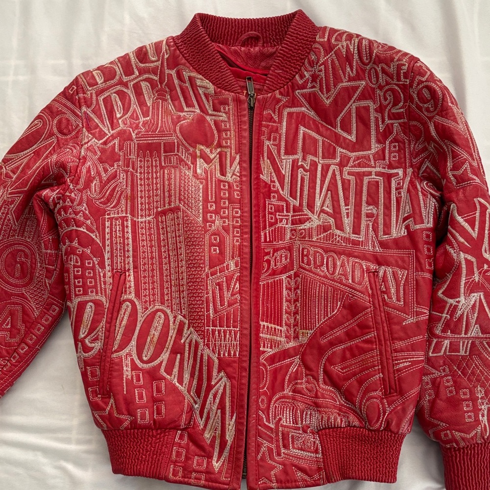 East Side Red leather bomber Jacket. One of a kind 90’s vintage.